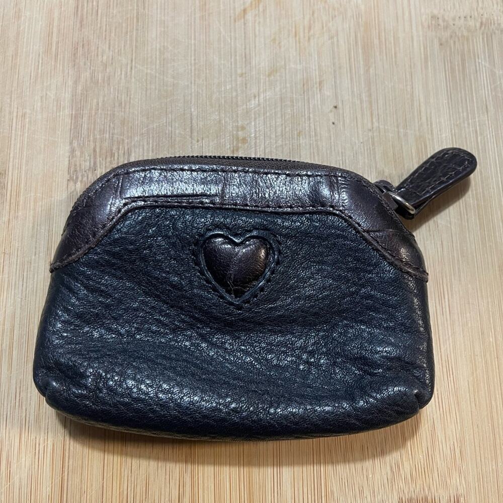 Brighton black brown leather mini purse